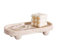 DN DECONATION Plateau décoratif en résine avec pieds, plateau de table basse à 4 pieds, plateau de courtoisie pour parfum, bijoux, salle de bain, savon, cuisine, comptoir, commode, ovale, 24,2 x 5 cm