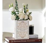 DN DECONATION Vase décoratif en forme de livre pour fleurs, en céramique blanche, pour décoration d'intérieur moderne, pot de fleurs mignon de style livre pour bibliothèque, table à manger, bureau