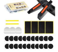 DN DENNOV 36 pièces Kit Reparation Velo, Kit Réparation Pneus Vélo avec boîte de Rangement Portable, Rustine Vélo avec Patches Auto-adhésifs et Patches sans Colle pour Les pneus de VTT/vélo de Route