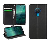 DN-Technology Étui à rabat pour Nokia 1.4, Nokia 1.4, en cuir synthétique, portefeuille avec fonction support, emplacement pour carte d'identité, coque pour téléphone Nokia 1.4 (Noir)
