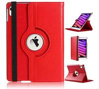 DN-Technology Étui pour iPad Mini 7/6 (A17 Pro 7{^>e<^} génération 2024/6{^>e<^} génération 2021 8,3") rotatif à 360° et multi-angles pour Apple iPad Mini 2024 (rouge)