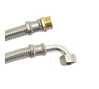 DN13 DVGW Tuyau blindé avec tressage en acier inoxydable 1/2" AG x 1/2" ÜM coude 500 mm