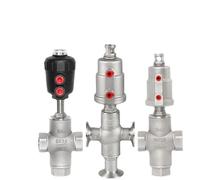 DN15/20/25/32/40/50 Tri Clamp 1/4" 3/8" 1/2" 3/4" 2,5 cm BSPT T 3 voies en acier inoxydable 304 actionné pneumatique Valve de siège d'angle (DN25, plastiqu_TRI type de pince)