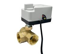 DN15-DN50 3 Way Brass Motorized Ball Valve 3-Wire 2-Control Electric Actuators with Manual Switch 220V 12V 24V(DN50,12VDC_L TYPE)