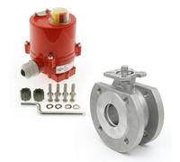 DN15 PN40 Vanne à Bille 2 Voies à Brides, 1 Pièce, en Acier Inoxydable avec Actionneur Électrique 12 V AC/DC