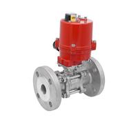 DN15 PN40 Vanne à Bille 2 Voies à Brides, 3 Pièces, en Acier Inoxydable avec Actionneur Électrique 12 V AC/DC