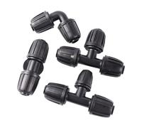 DN16 Lot de 5 connecteurs de tuyau coudés en T pour arrosage, irrigation agricole (jaune bronze)