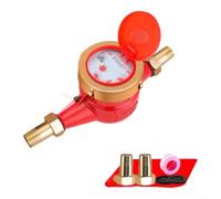 DN20 Compteur d'eau rotatif pour eau chaude et froide jusqu'à 90 °C, compteur précis à 3 points avec filtre intégré, connecteurs en fer/cuivre (A)
