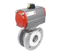 DN20 PN40 Vanne à Bille 2 Voies à Brides, 1 Pièce, en Acier Inoxydable avec Actionneur Pneumatique à Rappel par Ressort, Normalement Fermée