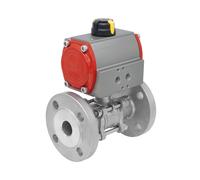 DN20 PN40 Vanne à Bille 2 Voies à Brides, 3 Pièces, en Acier Inoxydable avec Actionneur Pneumatique à Rappel par Ressort, Normalement Fermée
