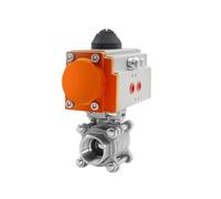 DN20 Pneumatic Ball Valve Stainless Steel Female thread Double Acting 3/4" Three Piece Pneumatic quick cut-off ball valves