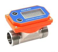 Dn25 G1 Débitmètre numérique LCD en acier inoxydable pour eau et liquides 20 à 280 l par min Haute précision Capteur à turbine Couleur orange Qualité industrielle