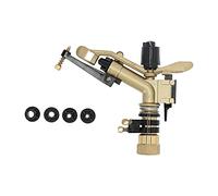 DN25 Rocker Arm Rotating Sprinkler with 4 Interchangeable Nozzles, Adjustable Angle Impact Fire Sprinkler Head Garden Irrigation Tool for Garden Farm Lawn