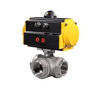 DN25 Trois façons pneumatique double effet robinet à tournant sphérique NPT-2PCS Ensemble de vannes de régulation