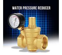 DN25 Valve de Régulateur de Pression d'Eau en Laiton, Walfront Réglable Réducteur De Pression d'Eau Réducteur + Gauge Meter