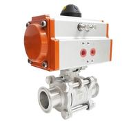 DN40 304 Stainless Steel High Platform Tri Clamp Ferrule Type Ball Valve With Double Acting Cylinder