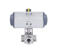 DN40 32Mpa 300bar 320bar High Pressure Ball Valve 3 Way Stainless Steel SS304 Pneumatic Ball Valve 1-1/2 inch T L Type For Gas(T type C)