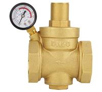 DN50 Vanne de Régulateur Réducteur de Pression d'Eau en Laiton avec Manomètre Détendeur de Pression Réglable à Débit Réglable, Protège la Plomberie (DN50)