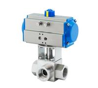 DN8/DN10/DN15 32Mpa 300bar High Pressure Ball valve 3 Way Stainless steel SS304 Pneumatic Ball Valve 1/4 3/8 1/2 T L Type(DN10,L type)
