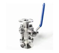 DN80 x 3" Tri Clamp 3-Piece Ball Shut Off Valve SUS 304 Stainless Steel Industrial