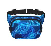 DNA Chain Photo Print Square Waist Purse Double Layer Fanny BagTrendy Travel Waist Bag for Men and Women Black One Size, Noir/blanc, One Size