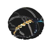Dna Chain Photoes Bonnet de douche élégant et fonctionnel double couche - Bonnet de bain élastique réutilisable et mignon
