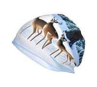 DNA Chain Photoes Print Adult Large Knit Hat, chapeau d'hiver chaud, chapeau femme homme, chapeau écharpe lâche., Photo de cerfs, 1 Count (Pack of 1)
