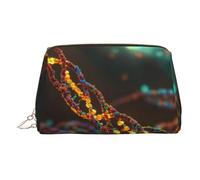DNA Chain Trousse de toilette en cuir avec chaîne photo, pochette de maquillage pour femme, doré, Taille unique, Trousse de toilette