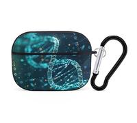 DNA Double Helix Coque pour AirPod Pro, anti-rayures en polycarbonate rigide avec porte-clés, accessoires pour AirPod Pro 2e/1ère coque pour homme et femme, style noir