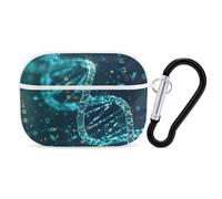 DNA Double Helix Coque pour AirPod Pro, anti-rayures en polycarbonate rigide avec porte-clés, accessoires pour AirPod Pro 2e/1ère coque pour homme et femme, style blanc