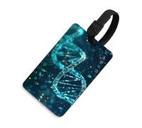 DNA Double Helix Étiquettes à bagages avec carte d'identité, étiquettes de sac de voyage durables, étiquettes étanches pour valises, sacs à dos et valises de voyage, style noir