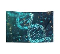 DNA Drapeau à double hélice avec 4 œillets, drapeaux unilatéraux en polyester durable, bannières résistantes aux intempéries pour dortoir, fête, tournage, festival, décoration de 88,9 x 150 cm