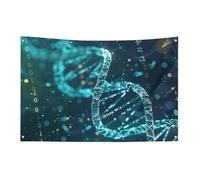 DNA Drapeau à double hélice avec 4 œillets, drapeaux unilatéraux en polyester durable, bannières résistantes aux intempéries pour dortoir, fête, tournage, festival, décoration de 61 x 88,9 cm