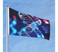 Dna Genetic Drapeau hélix double face avec drapeau de bienvenue en laiton pour cour, porche, pelouse - 6 x 0,9 m