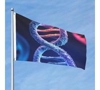 Dna Genetic Drapeau hélix double face avec drapeau de bienvenue en laiton pour cour, porche, pelouse - 6 x 0,9 m