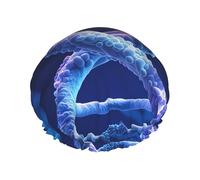 DNA Genetic Helix Bonnet de douche pour homme et femme, réglable, réutilisable, double couche, imperméable, doublure en EVA, bande élastique, pour toutes les longueurs de cheveux