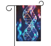 DNA Genetic Helix Drapeau de jardin maison pelouse panneau de bienvenue bannière double face petits drapeaux personnalisés pour piscine, cour, extérieur décoration murale 32,6 x 47,5 cm