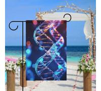 DNA Genetic Helix Drapeau de jardin pour extérieur, 30,5 x 45,7 cm, drapeau de jardin printemps été, drapeau saisonnier double face, panneau de bienvenue durable pour terrasse, pelouse, cour