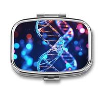 DNA Genetic Helix Pilulier portable à 2 compartiments - Pilulier carré pour poche, sac à main, médicament quotidien pour contenir des vitamines, de l'huile de poisson - Cadeau de voyage
