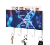 DNA Genetic Helix Porte-clés mural en cuir synthétique avec 5 crochets, autocollant pour clés d'entrée, cuisine, salle de bain