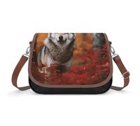 DNA Genetic Helix Sac à bandoulière en cuir pour femme, sac à main de voyage, sac fourre-tout pour un usage quotidien, loup, Taille unique