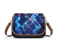 DNA Genetic Helix Sac à bandoulière en cuir pour femme, sac à main de voyage, sac fourre-tout pour un usage quotidien, Hélix génétique ADN, One Size, Fleurs et animaux