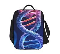 Dna Genetic Helix Sac à déjeuner isotherme réutilisable et étanche avec bandoulière réglable pour le travail, le bureau, le pique-nique, les voyages
