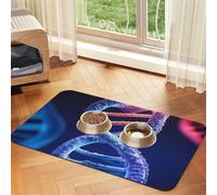 DNA Genetic Helix Tapis de nourriture pour chien - 30,5 x 45,7 cm - Antidérapant et super absorbant - Passe au lave-vaisselle - Tapis d'alimentation en caoutchouc à séchage rapide - Pour chiens