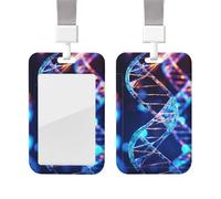 DNA Genetic Porte-badge d'identification avec cordon tour de cou en plastique étanche pour carte de nom vertical pour le travail, le bureau, les infirmières et les enseignants