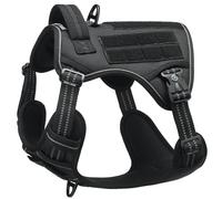 DNALLRINO Harnais tactique pour chiens de grande taille, anti-traction, harnais robuste réglable avec carte d'identité, harnais de marche réfléchissant pour le dressage facile à contrôler avec poignée