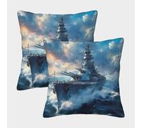 DNAVSOETR Navires de Guerre Housse De Coussin Ensemble De 2 Housse De Coussin DécoSourisive Confort Et Douceur Garantis Housses De Coussin pour Voiture 40x40cm