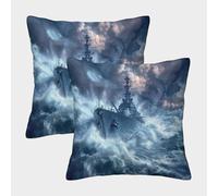 DNAVSOETR Navires de Guerre Housse De Coussin Ensemble De 2 Taie d'oreiller DécoSourisif Canapé Confort Et Douceur Garantis Taies d'oreiller pour Chambre À Coucher 40x40cm