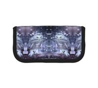 DNBCLEZK Arctic Owl Grande trousse à crayons en toile avec bordure noire imprimée complète, organiseur de trousse de maquillage multifonction, double fermeture éclair (19 x 9 x 5 cm)