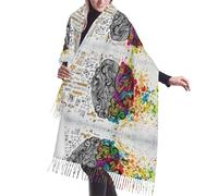 DNBCLEZK Avantage du cerveau gauche et droit - Écharpe de luxe imitation cachemire - Extra longue en peluche douce et chaude avec franges (196 x 68 cm)